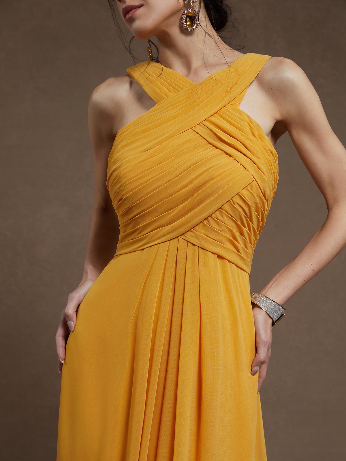 Beautiful A-Line Cross Neck Sleeveless Zipper Up Floor-Length Prom Dress