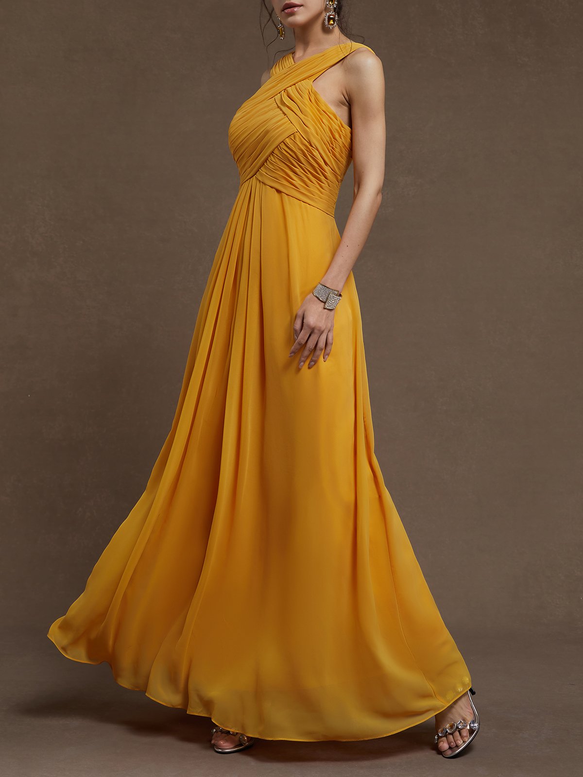 Beautiful A-Line Cross Neck Sleeveless Zipper Up Floor-Length Prom Dress