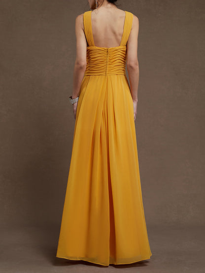Beautiful A-Line Cross Neck Sleeveless Zipper Up Floor-Length Prom Dress