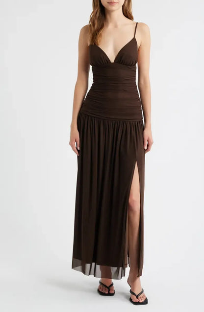Beautiful A-Line Spaghetti Straps Sleeveless Backless Ankle-Length Prom Dress