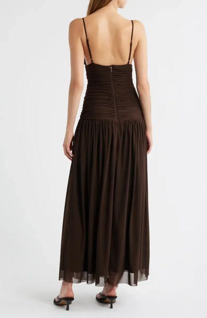 Beautiful A-Line Spaghetti Straps Sleeveless Backless Ankle-Length Prom Dress