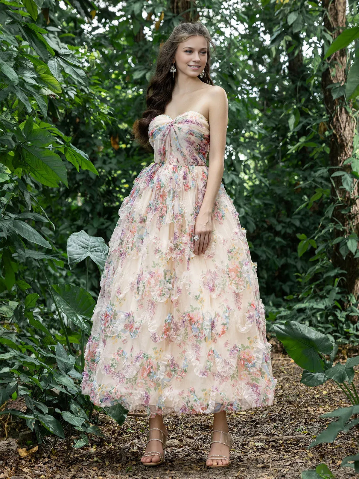 Beautiful A-Line Strapless Neck Sleeveless Lace Up Ankle-Length Prom Dress