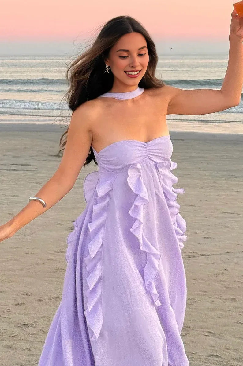 Beautiful A Line Strapless Neck Sleeveless Lace Up Floor-Length Prom Dress