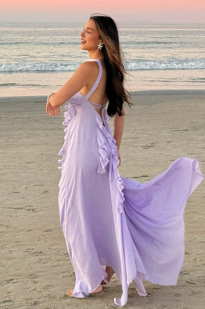 Beautiful A Line Strapless Neck Sleeveless Lace Up Floor-Length Prom Dress