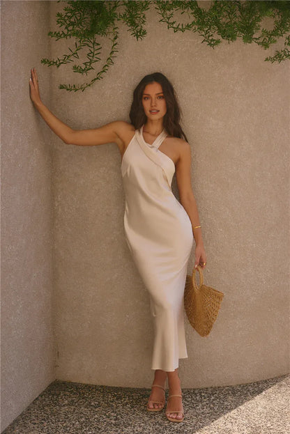 Beautiful Mermaid High Neck Sleeveless Backless Ankle-Length Prom Dress