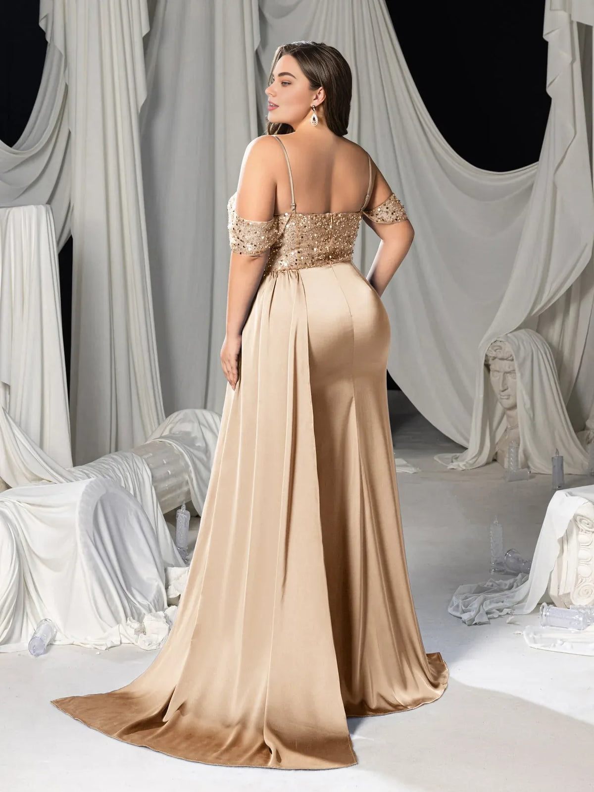 Beautiful Mermaid Off-Shoulder Sleeveless Zipper Up Floor-Length Plus Size Prom Dress