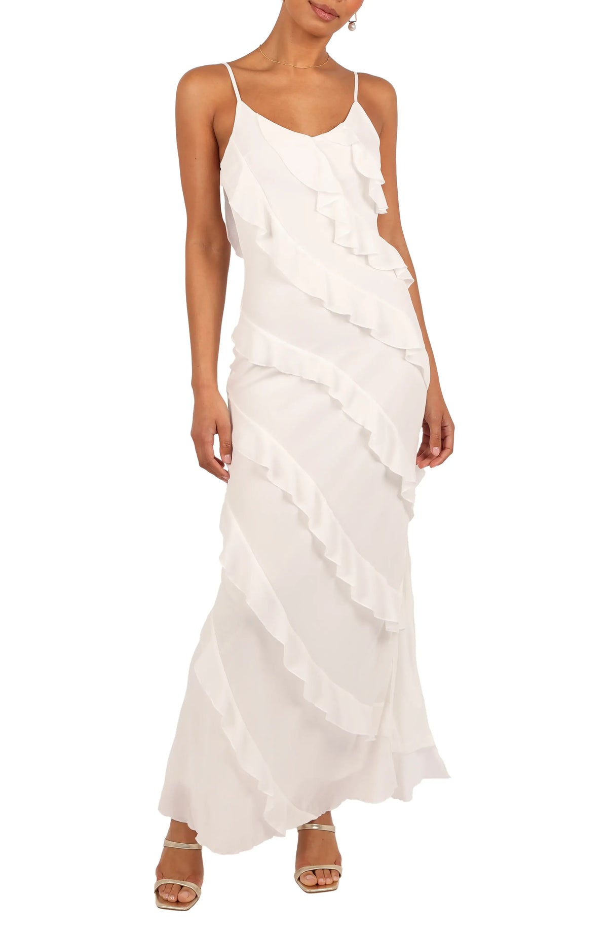 Beautiful Sheath Spaghetti Straps Sleeveless Chiffon Ankle-Length Prom Dress