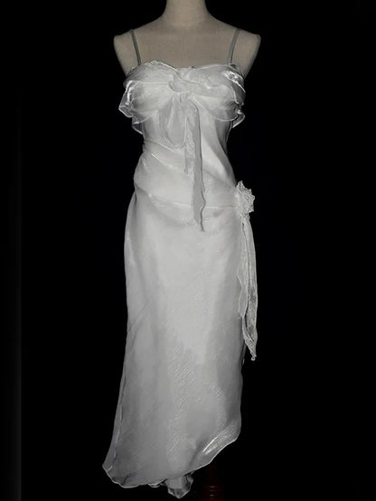 Dress Prom Dress Stores White Straps Vintage Bowknot Lovely Birthday Dress Long Prom Dress Party Dress Formal Women's Dresses