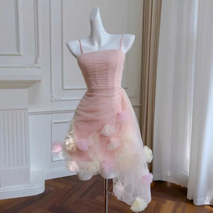 Dress Prom Dress Stores Lovely Pink Straps A-Line Homecoming Dress Tulle Birthday Outfits Party Dress Formal Women's Dresses