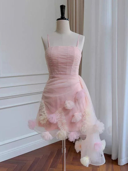 Dress Prom Dress Stores Lovely Pink Straps A-Line Homecoming Dress Tulle Birthday Outfits Party Dress Formal Women's Dresses