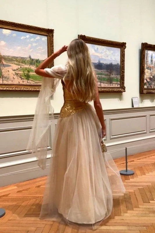 Formal Wear Dresses Ivory Strapless A-Line Tulle Long Prom Dress Birthday Party Dress Prom Dresses Shops Formal Women's Dresses