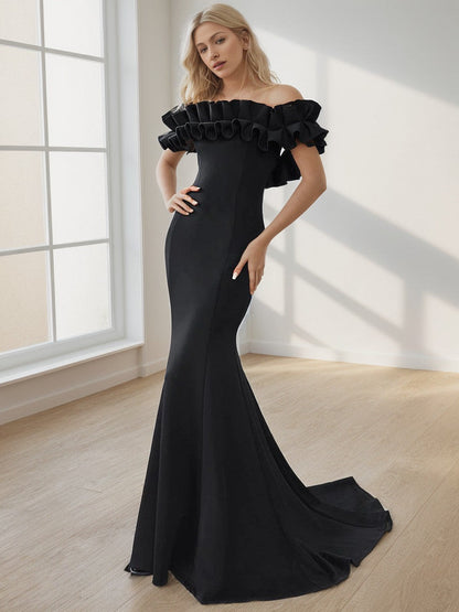 Off the Shoulder A Line Mermaid Maxi Evening Gown