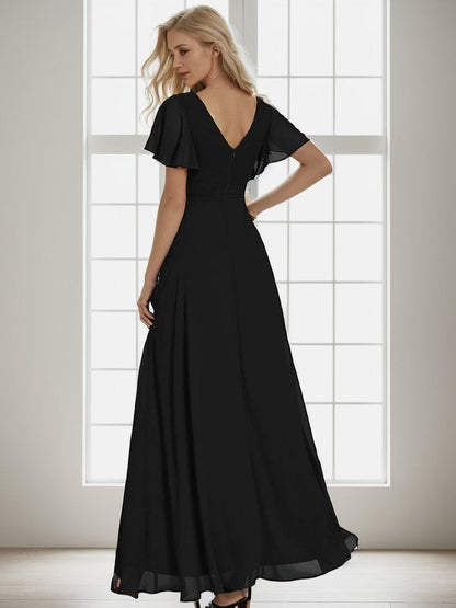Charming Chiffon Bridesmaid Dress with Lotus Leaf Hemline