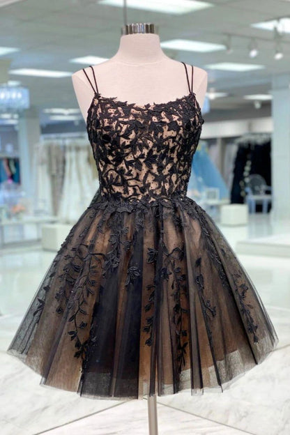 A Line Spaghetti Straps Homecoming Dress With Appliques