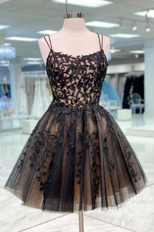 A Line Spaghetti Straps Homecoming Dress With Appliques