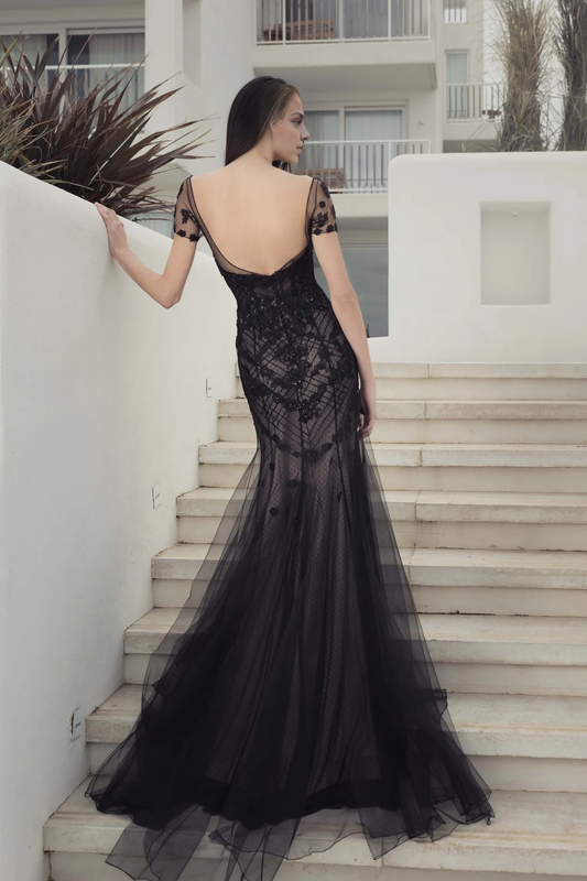 Black Romantic Wedding Dress With Low Back Womens Formal Evening Dresses Designer Elegant Princess Gown Long Black Formal Dress Prom Dress