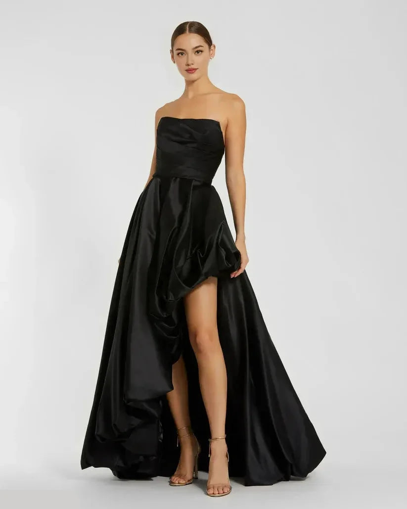 Trendy A-Line/Princess Strapless Sleeveless Zipper Up Sweep/Brush Train Prom Dress