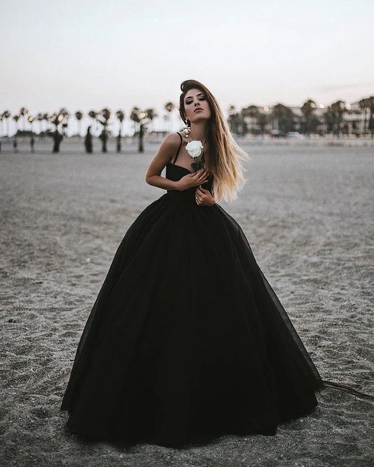 Formal Women's Dresses Sweetheart Neck Black Tulle Prom Gowns Black Tulle Prom Dresses, Black Formal Evening Dresses Prom Dresses Stores