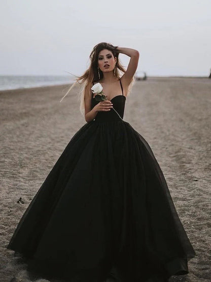 Formal Women's Dresses Sweetheart Neck Black Tulle Prom Gowns Black Tulle Prom Dresses, Black Formal Evening Dresses Prom Dresses Stores