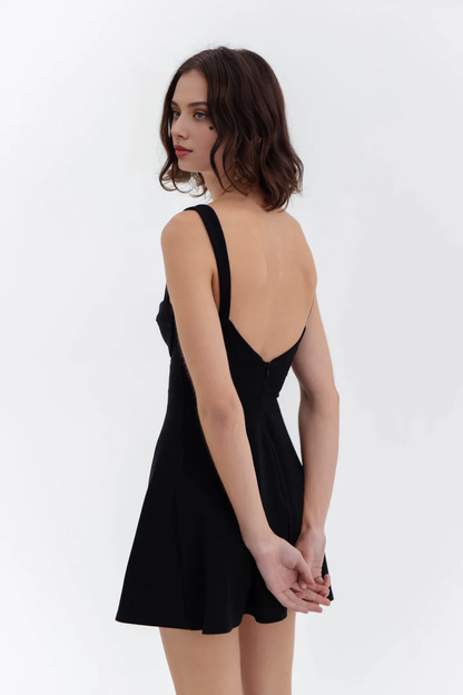 Black Wide Shoulder Strap Tight Corset Short Homecoming Dress
