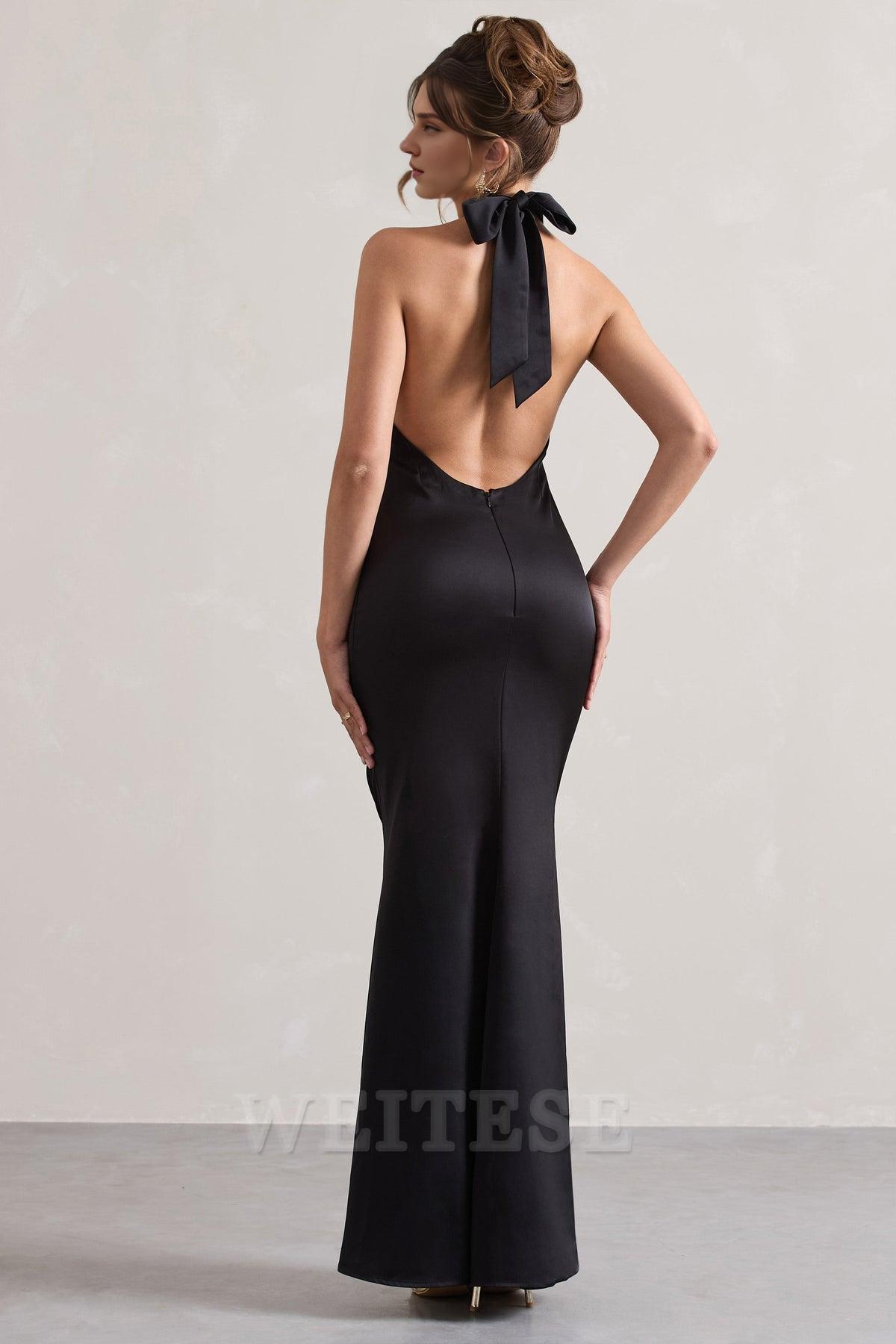 Dress Mint Green Satin Cross Over Halter-Neck Maxi Dress Prom Dress Low Backless Sleeveless Floor Length Bridesmaid Dress