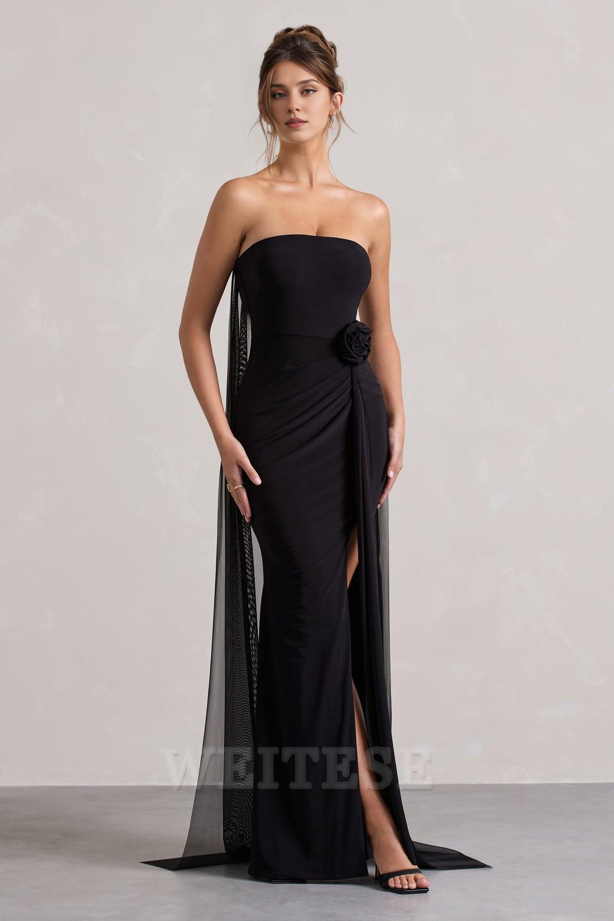 Dress Pink Strapless Wrap Cape Maxi Dress With Corsage Bridesmaid Dress Strapless Floor Length With Train Prom Dress