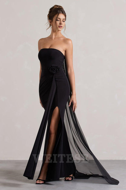 Dress Pink Strapless Wrap Cape Maxi Dress With Corsage Bridesmaid Dress Strapless Floor Length With Train Prom Dress