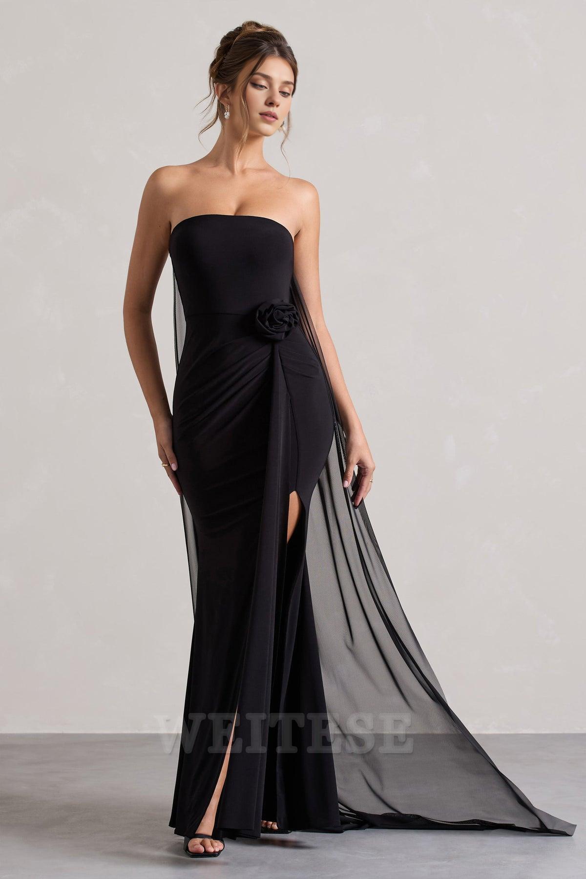Dress Pink Strapless Wrap Cape Maxi Dress With Corsage Bridesmaid Dress Strapless Floor Length With Train Prom Dress