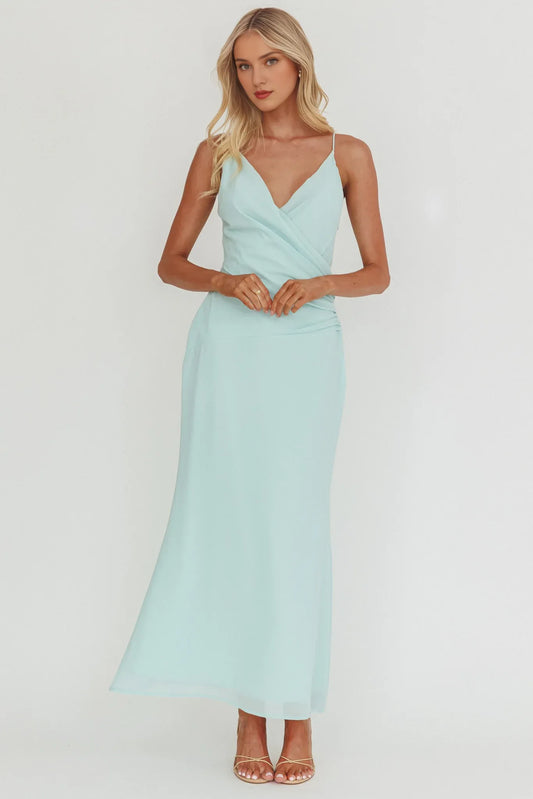 Dress Sophisticated Ivory Satin Maxi Dress Featuring Plunging V Neck Wrap Front Style and Satin Finish Prom Dress