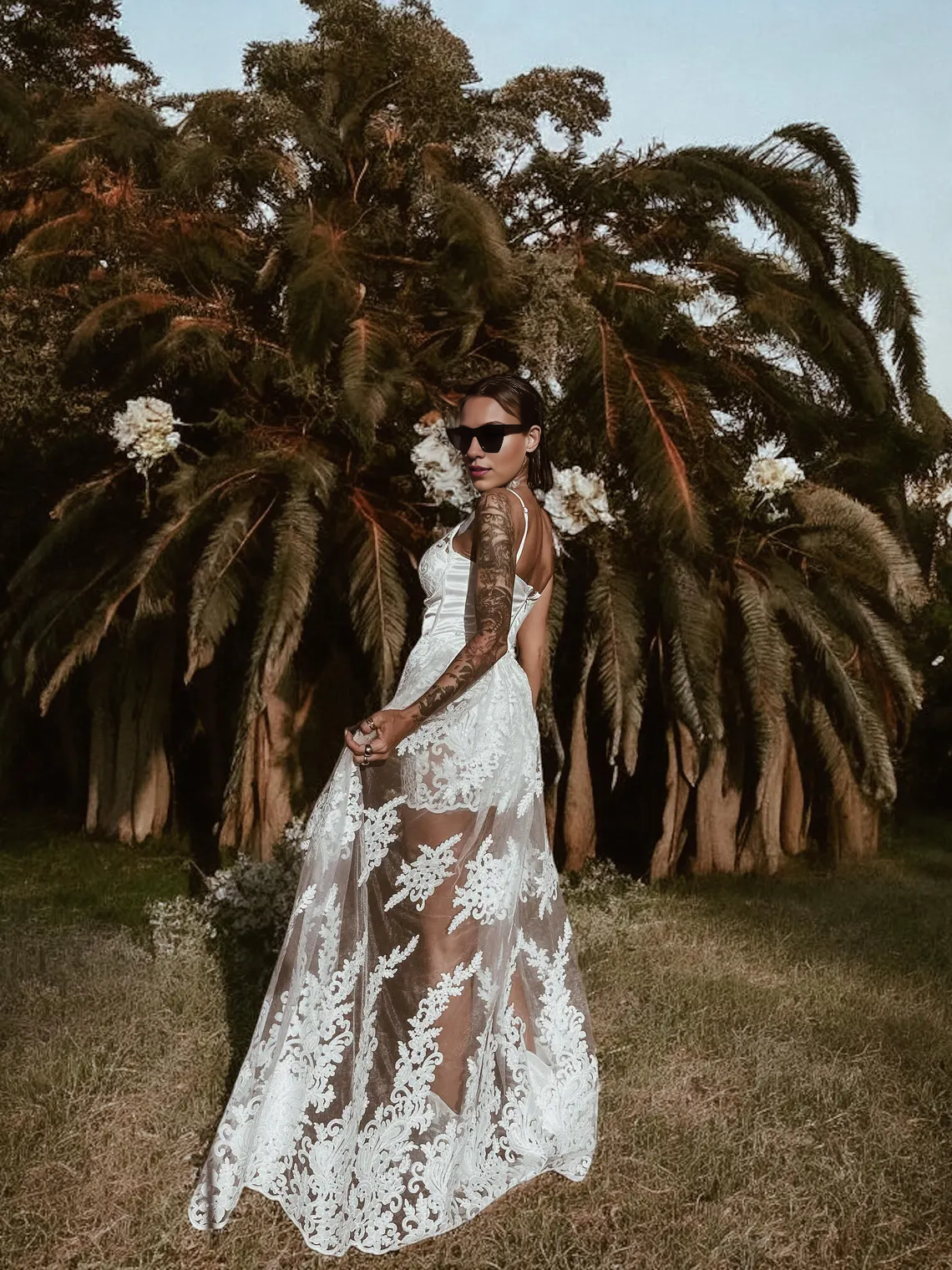 Boho Bridal Mini Wedding Party Gown With Train Bohemian Reception Dress Bachelorette Party Spaghetti Straps Dress Fringe Dress Tulle