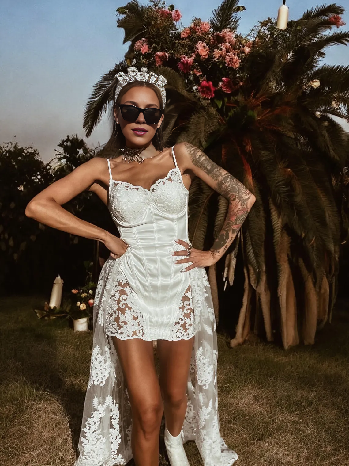 Boho Bridal Mini Wedding Party Gown With Train Bohemian Reception Dress Bachelorette Party Spaghetti Straps Dress Fringe Dress Tulle
