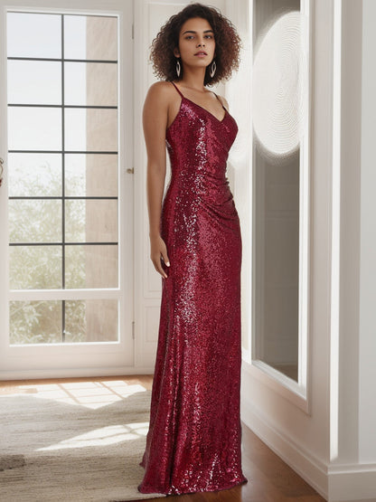 Sexy Sequin Backless Fishtail Evening Gowns for Women