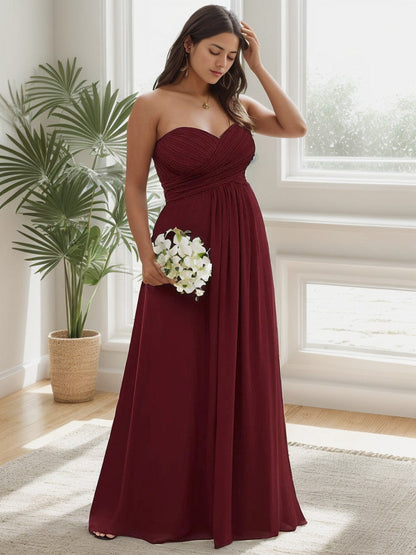 Plus Size One Shoulder Long Chiffon Bridesmaid Dress