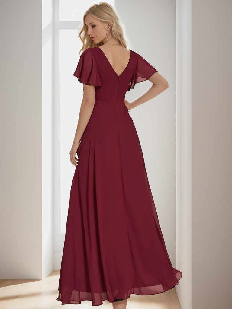 Charming Chiffon Bridesmaid Dress with Lotus Leaf Hemline