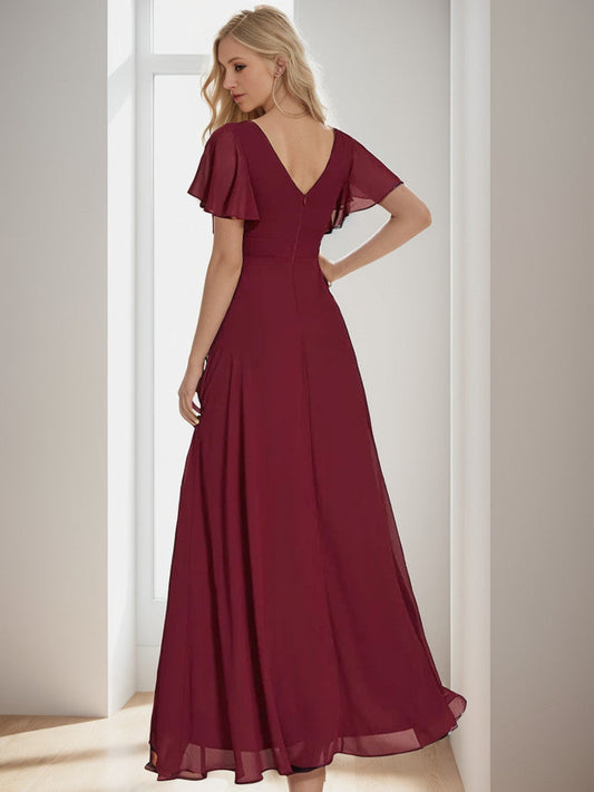 Charming Chiffon Bridesmaid Dress with Lotus Leaf Hemline