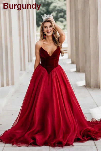 Prom Dresses Stores Burgundy A-line Party Dresses Off-the-Shoulder Velvet Long Ball Gown Prom Dress Formal Women's Dresses