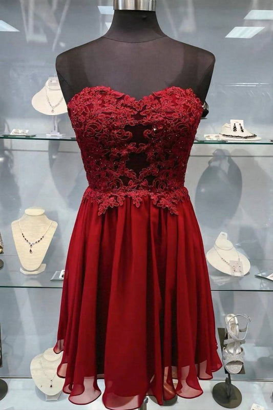 A-line Sweetheart Short Homecoming Dress With Sequin Applique