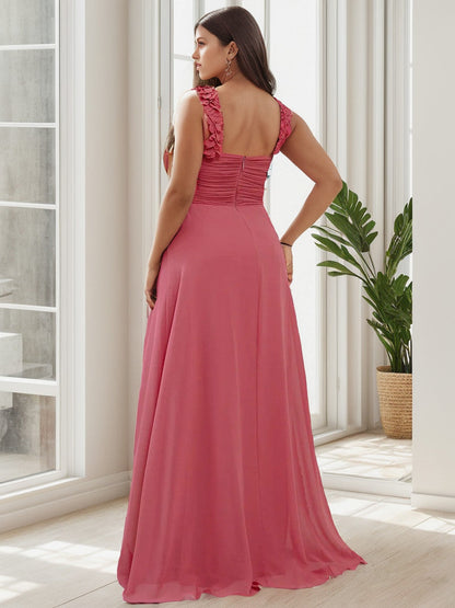 Plus Size One Shoulder Long Chiffon Bridesmaid Dress