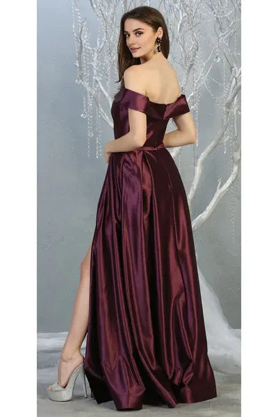 Casual A-line Off the Shoulder Sleeveless Backless Floor-Length Prom Dress