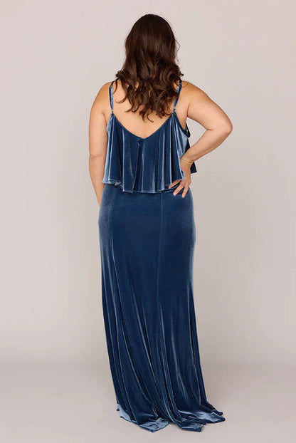 Casual Sheath Spaghetti Straps Sleeveless Velvet Floor-Length Plus Size Prom Dress