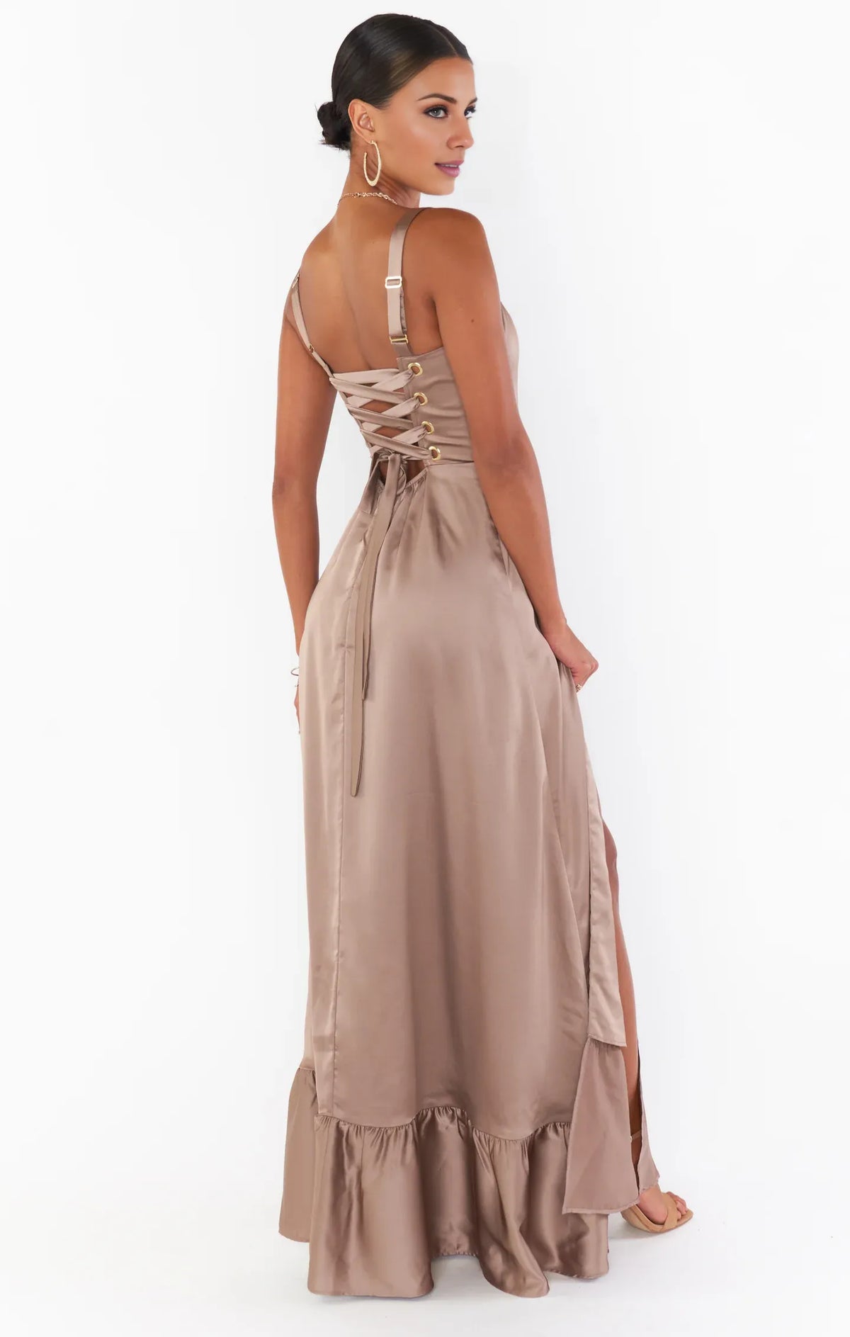Dress Regular Straps Square Neck Sleeveless Maxi Dress Column Simple Crisscross Back Prom Dress With Slit