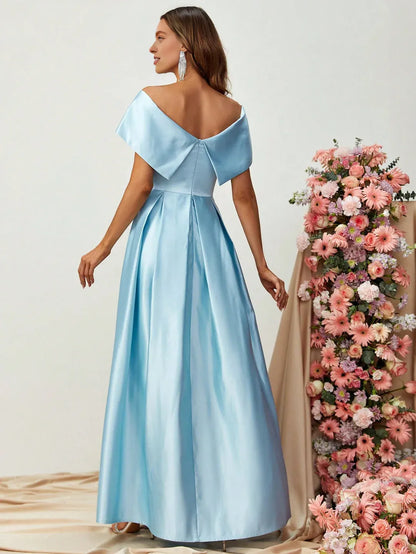 Charming A-Line Off Shoulder Cap Sleeve Zipper Up Floor-Length Prom Dress