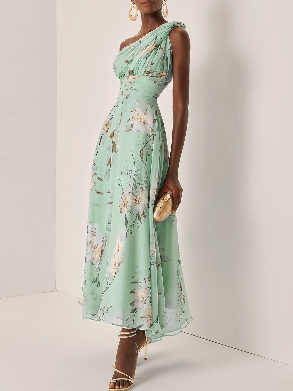 Charming A-Line One Shoulder Sleeveless Keyhole Ankle-Length Evening Dress
