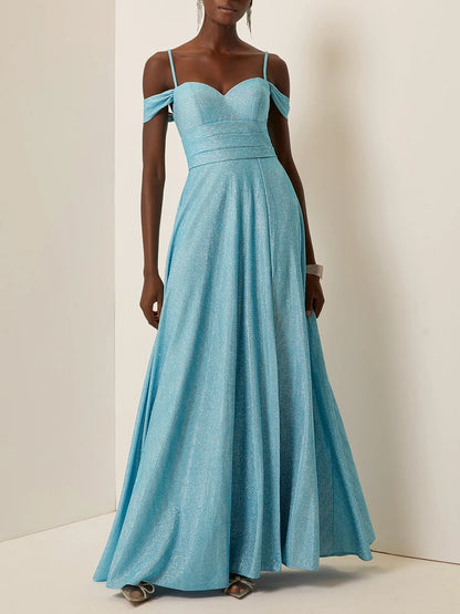 Charming A-Line Spaghetti Straps Sleeveless Lace-Up Floor-Length Evening Dress