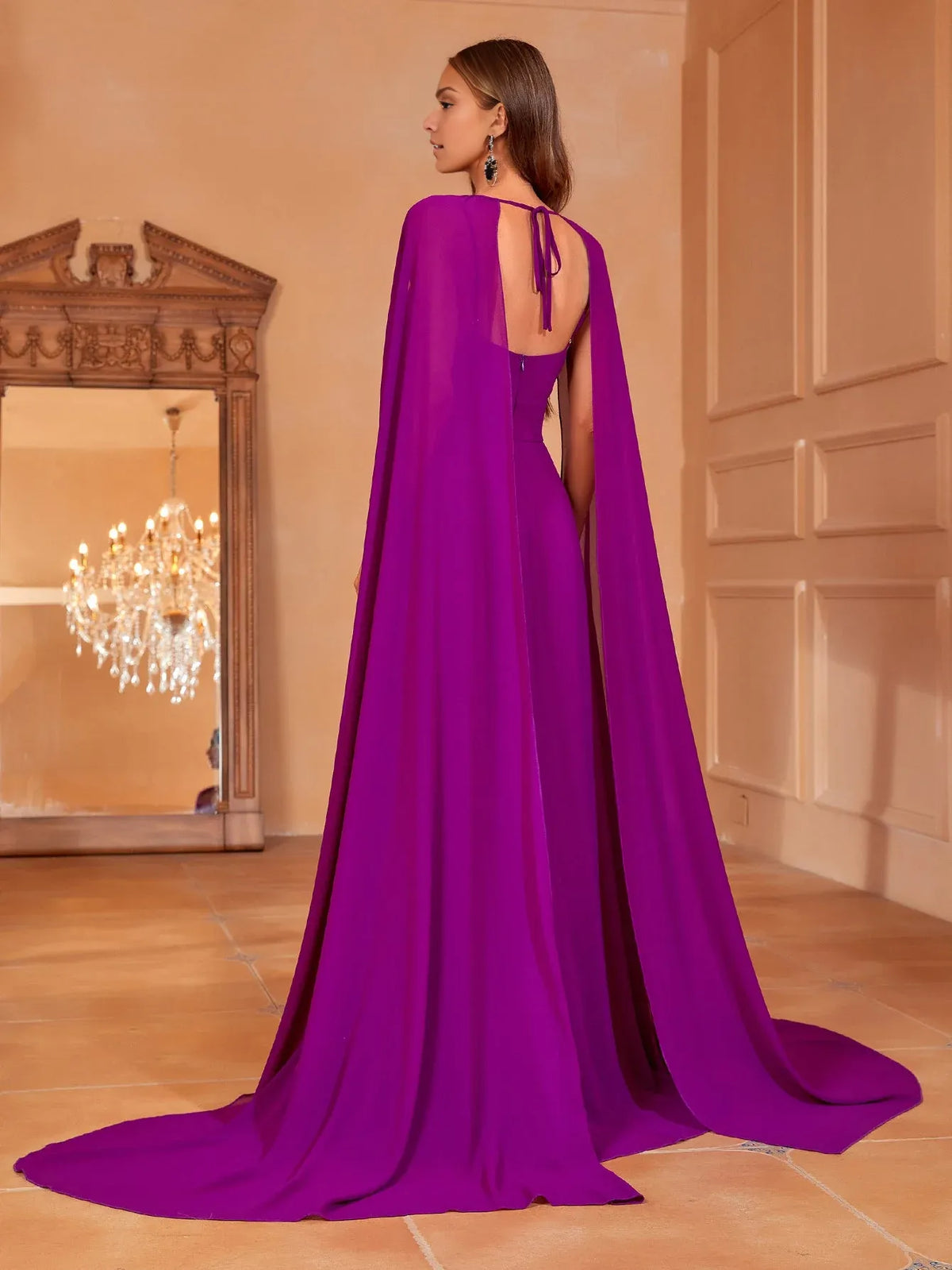 Charming A-Line V Neck Sleeveless Backless Floor-Length Prom Dress