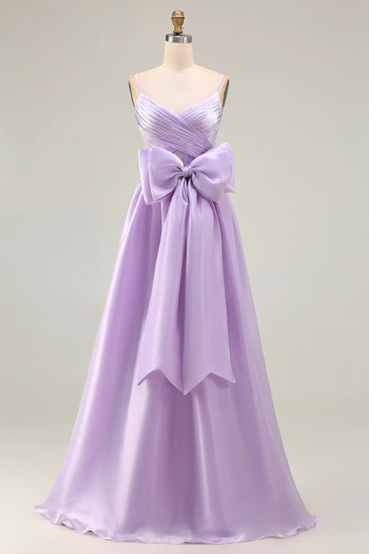 Charming A Line Spaghetti Straps Sleeveless Backless Sweep/Brush Train Prom Dress