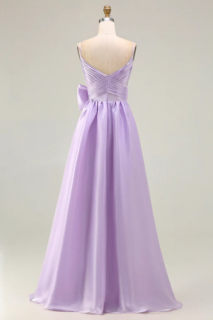 Charming A Line Spaghetti Straps Sleeveless Backless Sweep/Brush Train Prom Dress