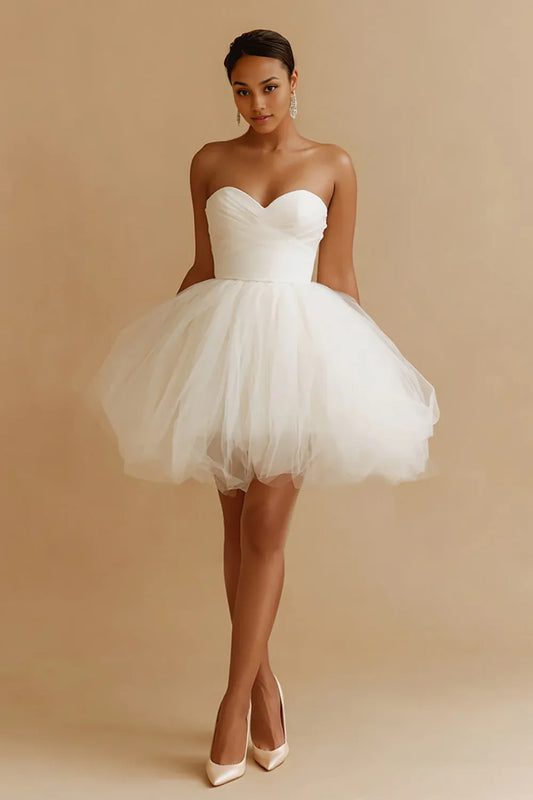 Charming Ball Gown Sweetheart Sleeveless Tulle Short-Mini Wedding Dress