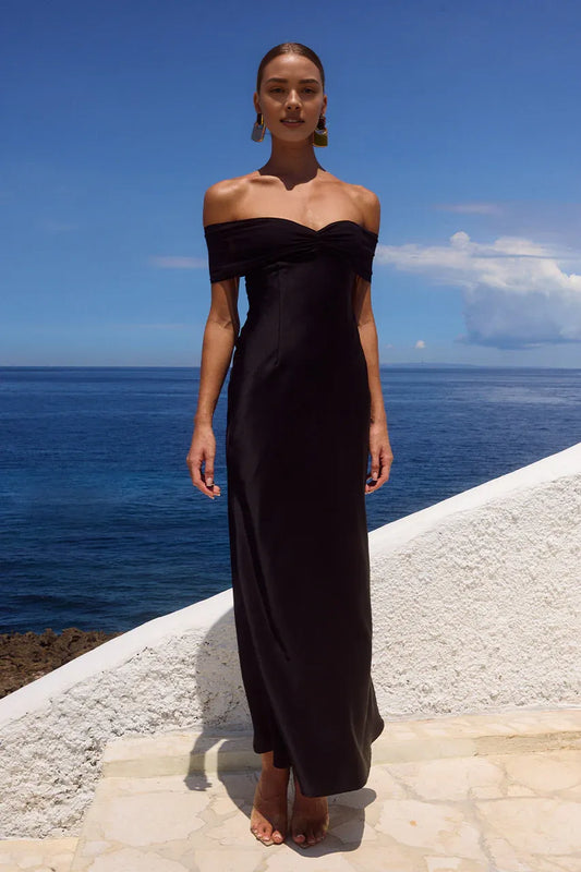 Charming Fitted Off The Shoulder Sleeveless Pleated Satin Floor-Length Prom Dress