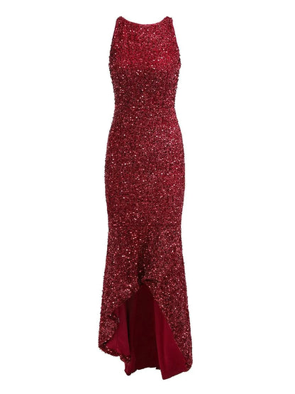 Charming Mermaid Crew Neck Sleeveless Backless Asymmetrical-Length Prom Dress